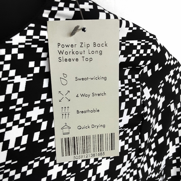 SWEATY BETTY Workout Zip Back Long Sleeve Geometric Active Top Size XXS & Large - Picture 6 of 8